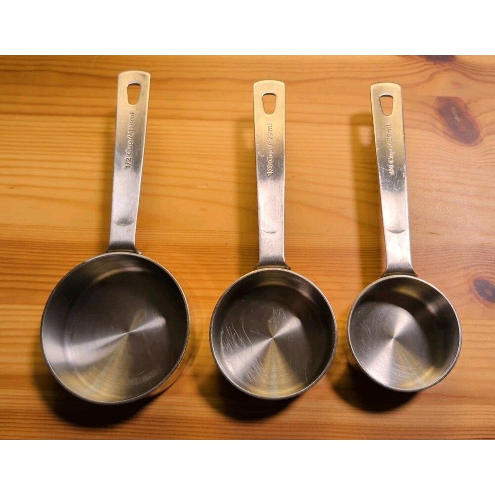 Williams-Sonoma 18/10 Stainless Steel Measuring Cups Set 3pcs: 1/4, 1/2, 1/3 Cup